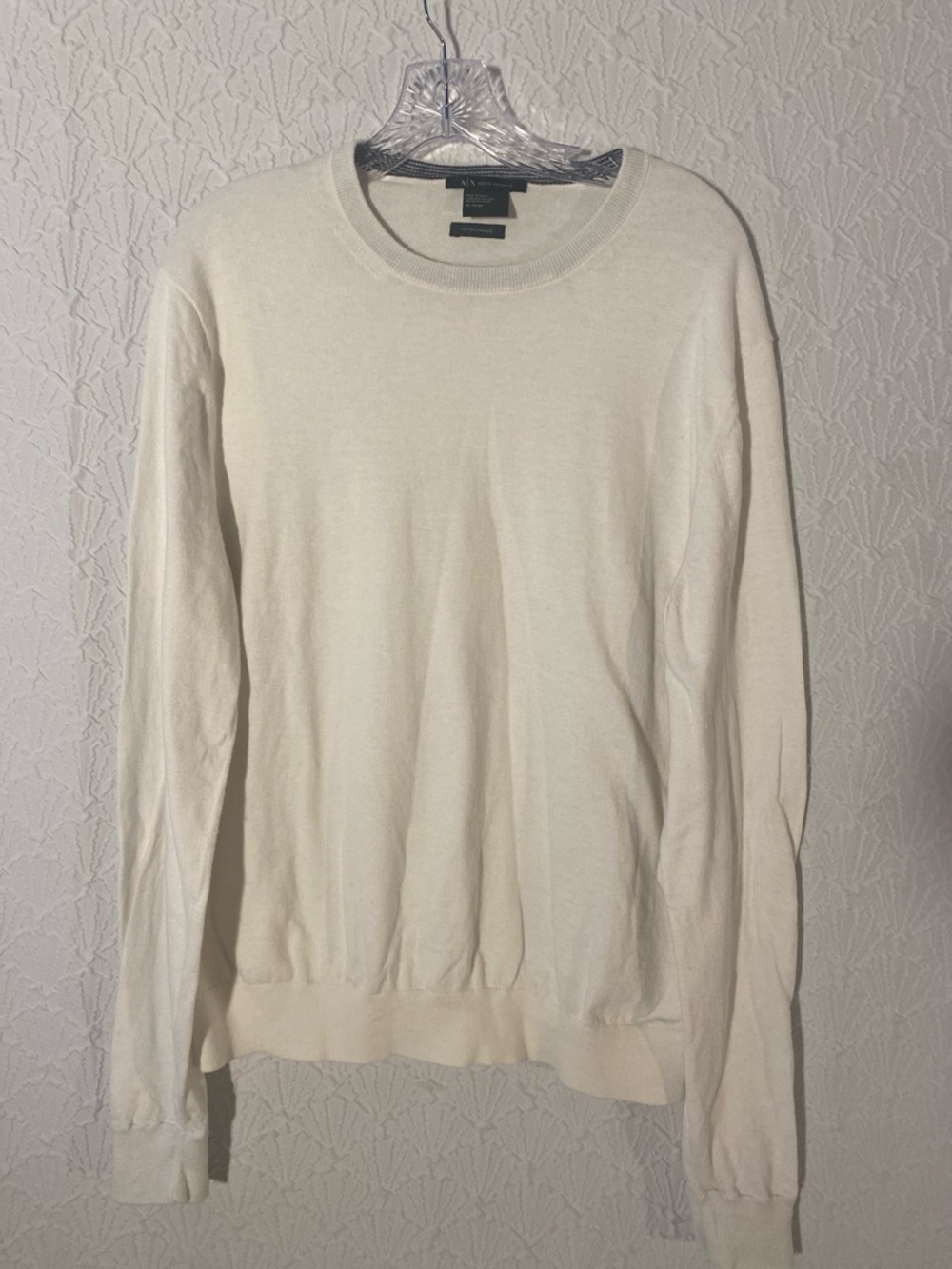 Armani Exchange Men's Cream Crewneck Sweater Sophisticated Streetwear Luxury XL